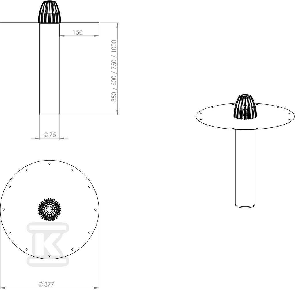 Roof drain made of acid-proof steel, - 391001